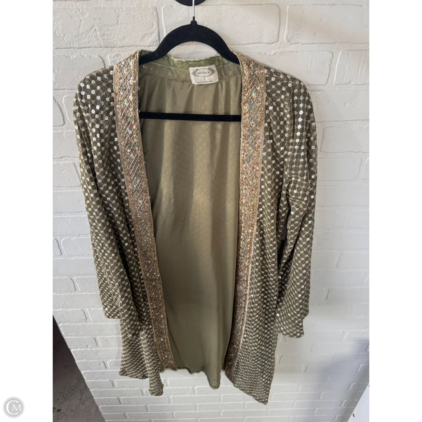 Cardigan By Clothes Mentor In Gold & Green, Size: S