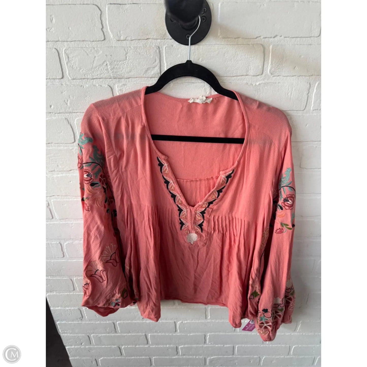 Top Long Sleeve By Easel In Orange, Size: M