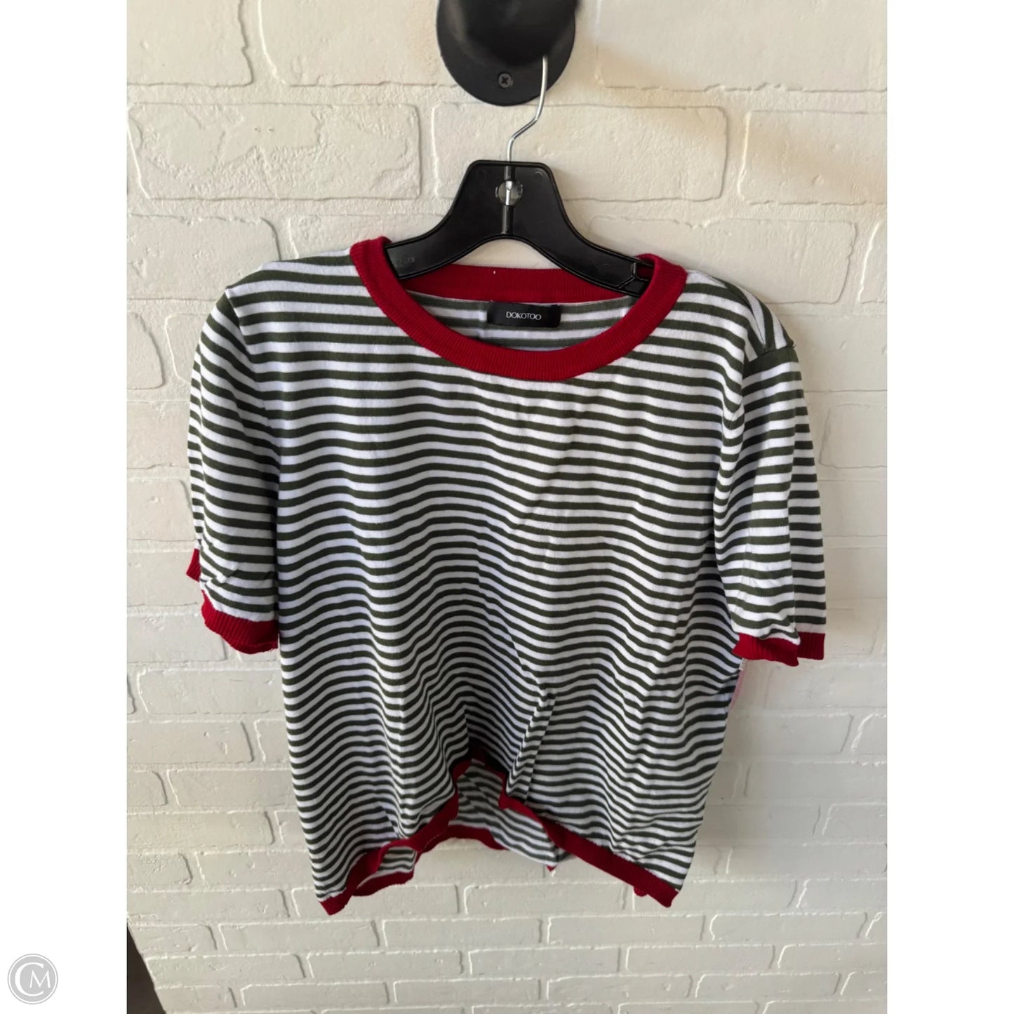 Sweater Short Sleeve By Dokotoo In Green & White, Size: Xl