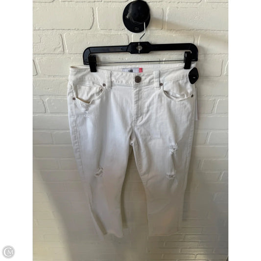 Jeans Straight By Cabi In White Denim, Size: 8