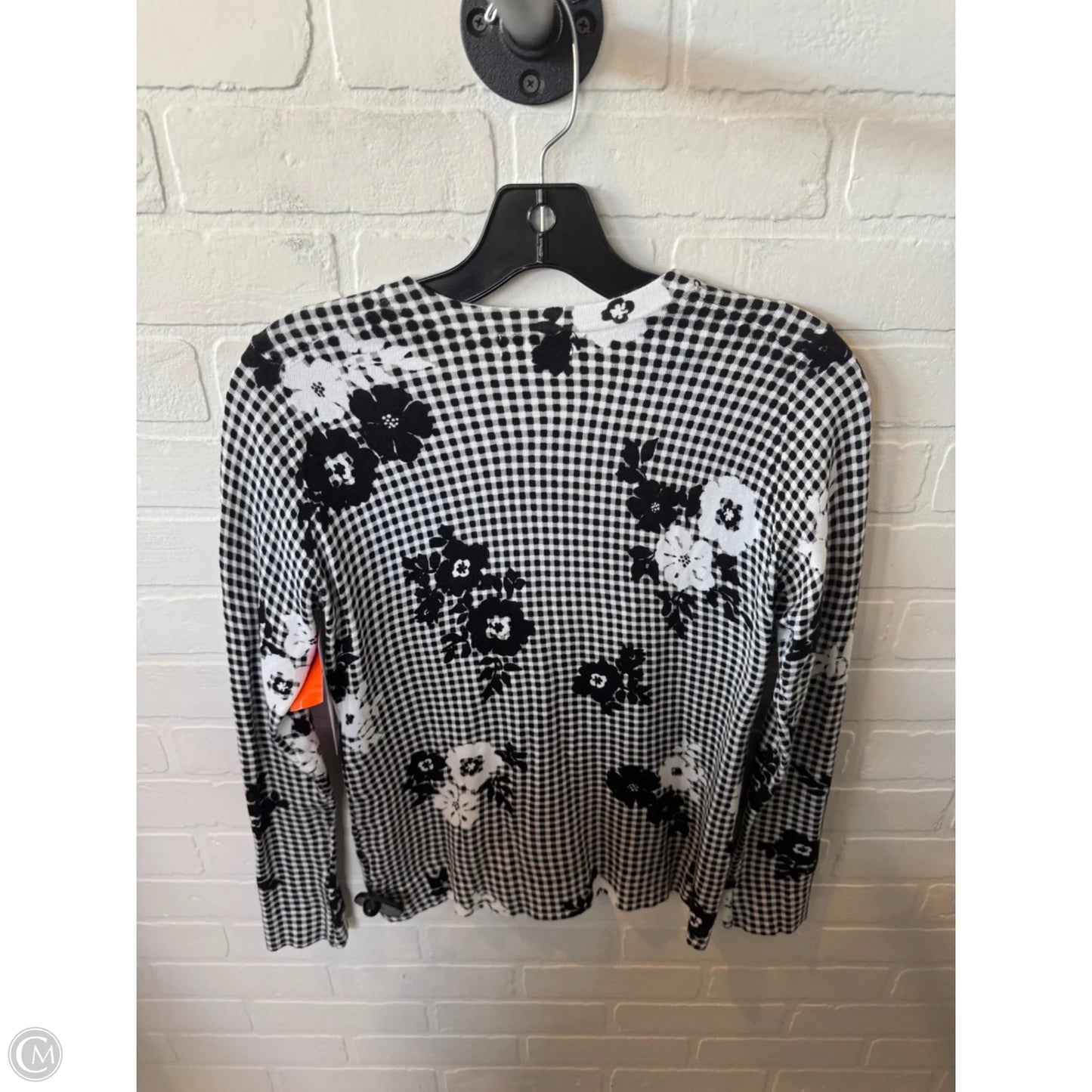 Sweater Cardigan By Charter Club In Black & White, Size: S