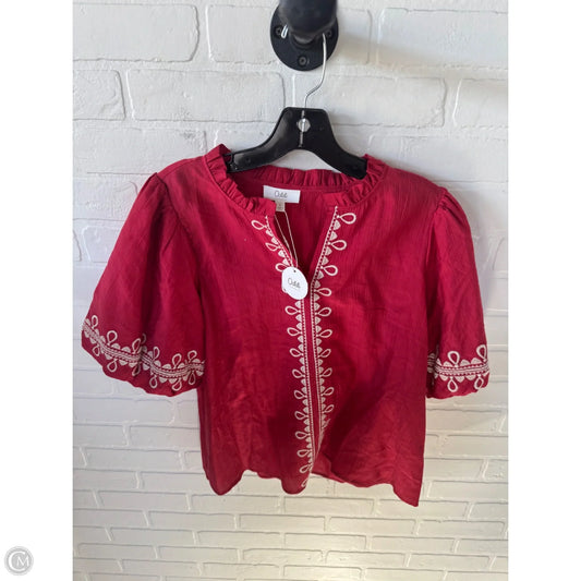 Top Short Sleeve By Oddi In Red & Silver, Size: S