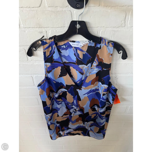 Top Sleeveless By Nine West Apparel In Blue & Tan, Size: S