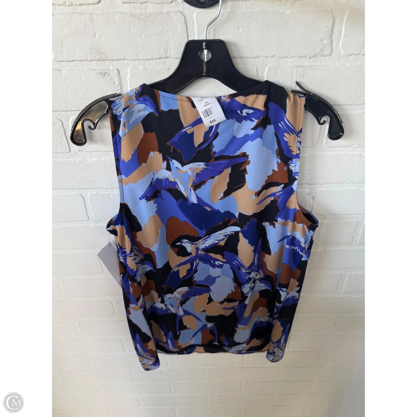 Top Sleeveless By Nine West Apparel In Blue & Tan, Size: S
