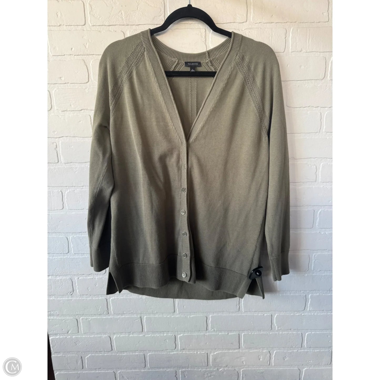 Sweater Cardigan By Talbots In Green, Size: L