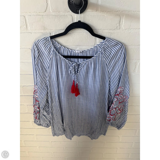 Top 3/4 Sleeve By Tribal In Blue Red & White, Size: S