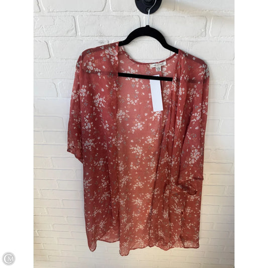 Kimono By American Eagle In Orange & White, Size: Osfm