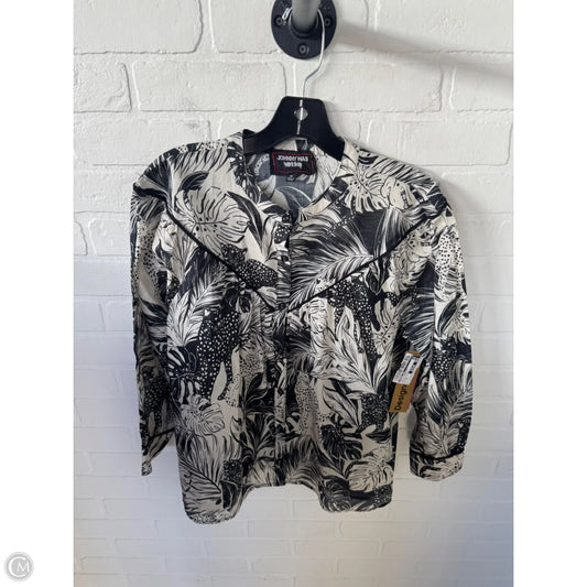 Top Long Sleeve Designer By Johnny Was In Black & Cream, Size: Xs