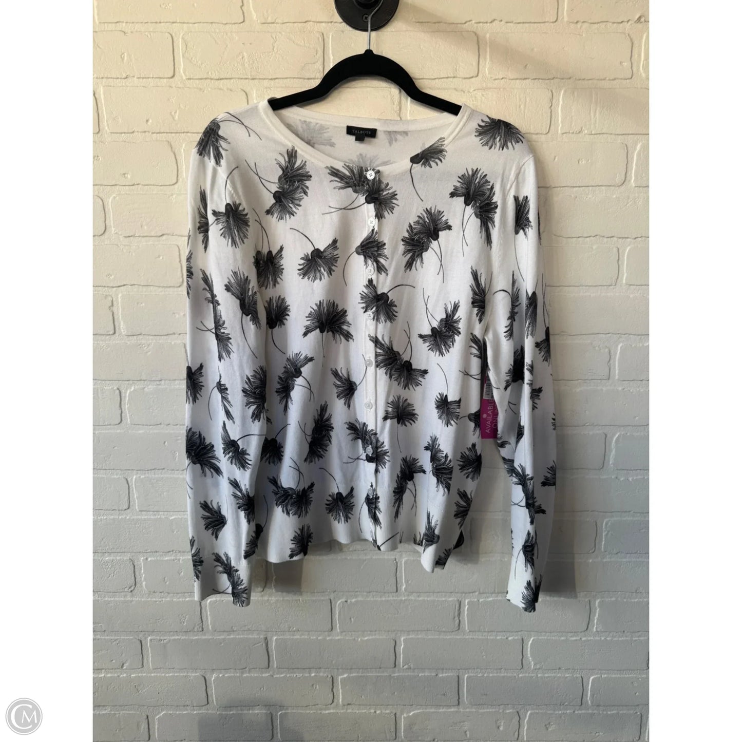 Sweater Cardigan By Talbots In Black & White, Size: Xl