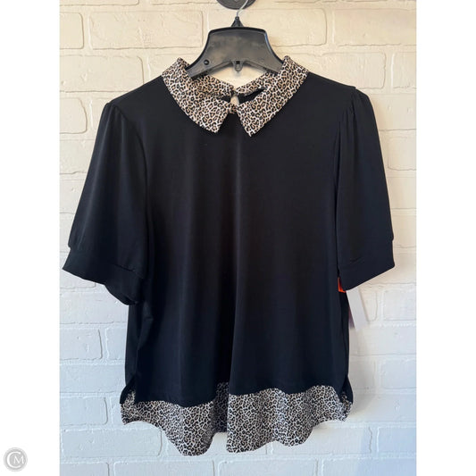 Top Short Sleeve By Adrianna Papell In Black & Tan, Size: L