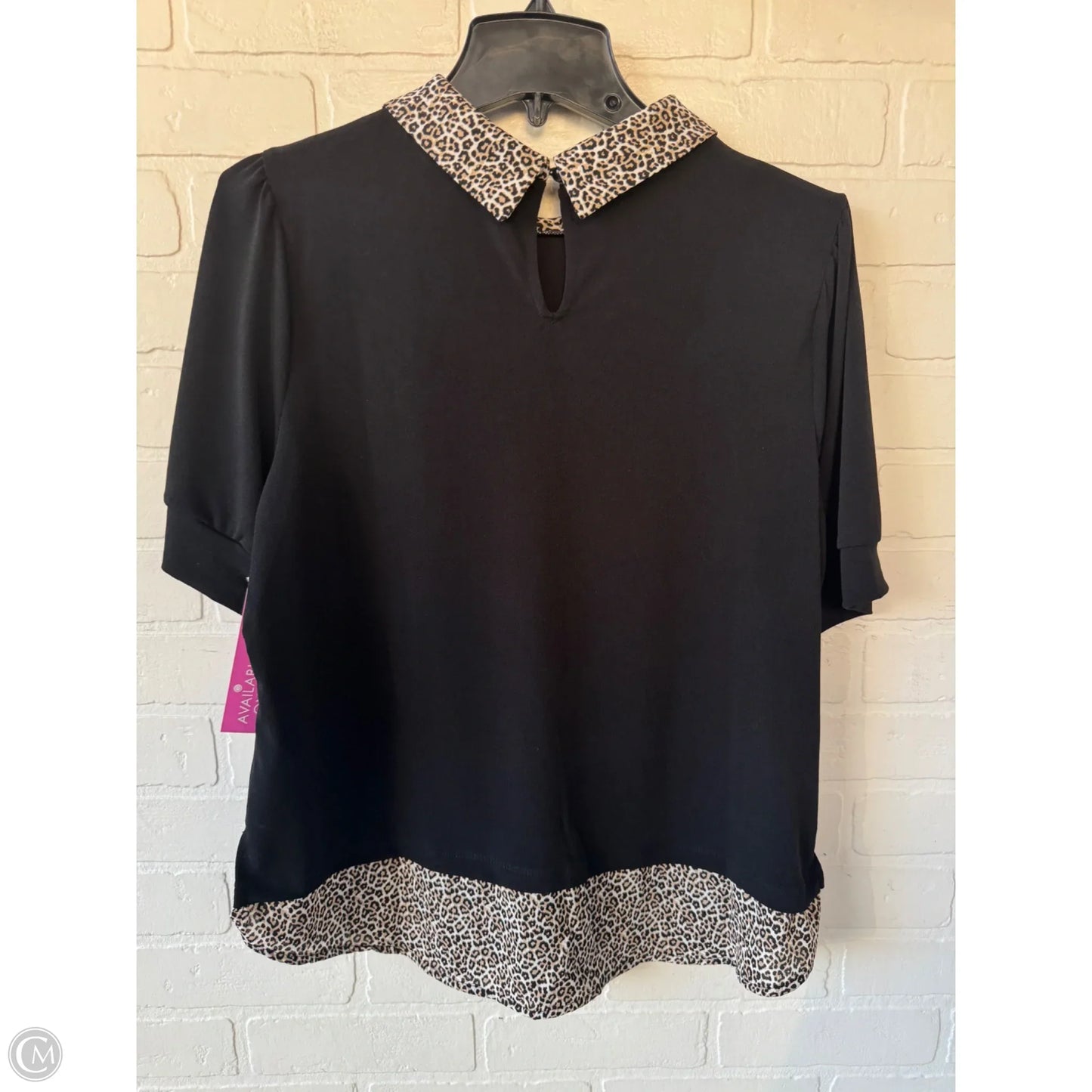 Top Short Sleeve By Adrianna Papell In Black & Tan, Size: L