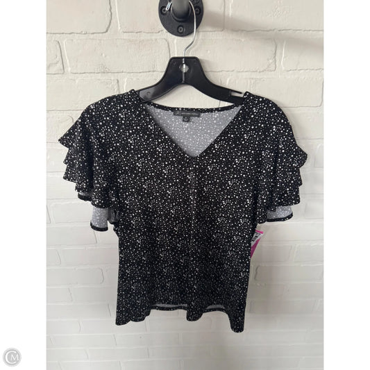 Top Short Sleeve By Adrianna Papell In Black & White, Size: M