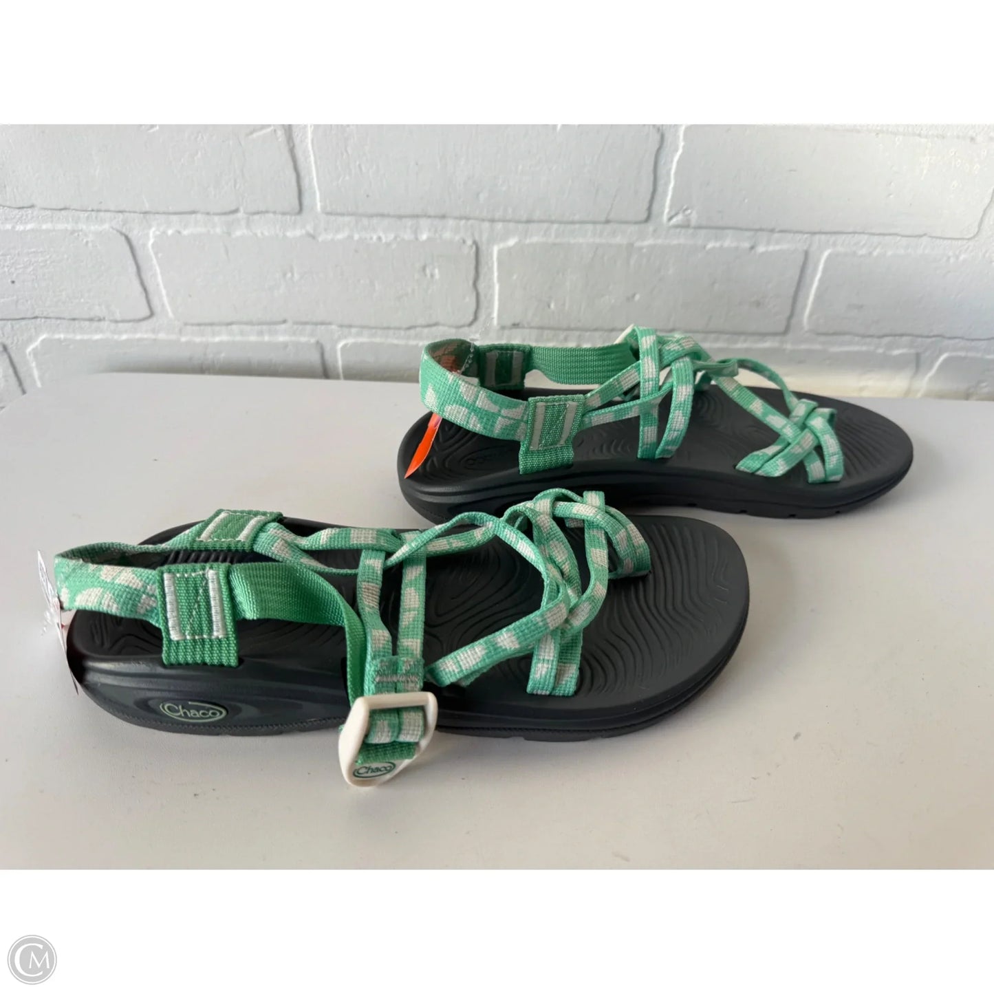 Sandals Flats By Chacos In Green & White, Size: 9