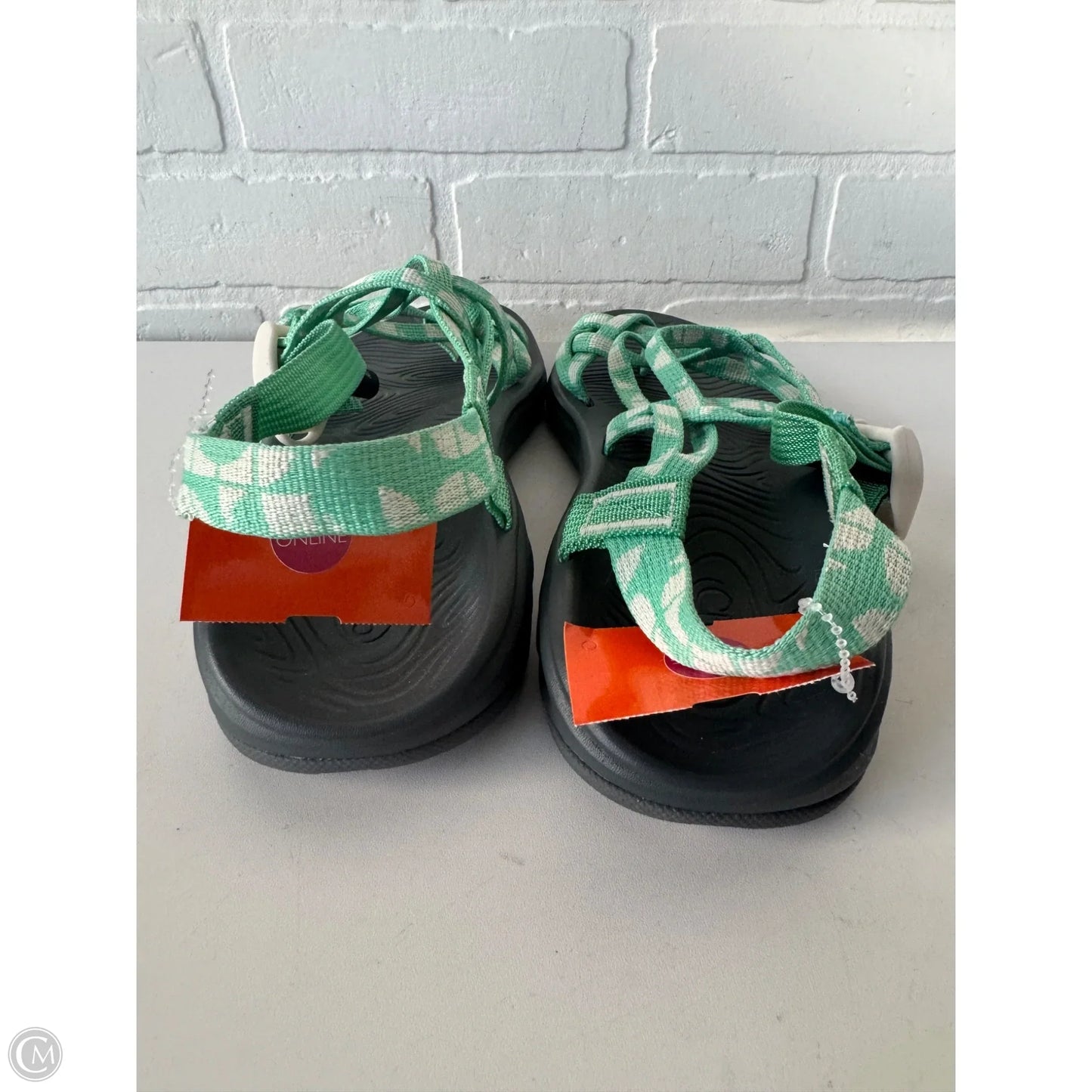 Sandals Flats By Chacos In Green & White, Size: 9