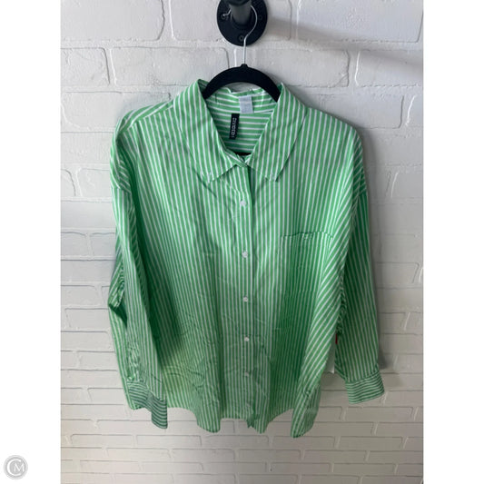 Top Long Sleeve By Divided In Green & White, Size: Xl