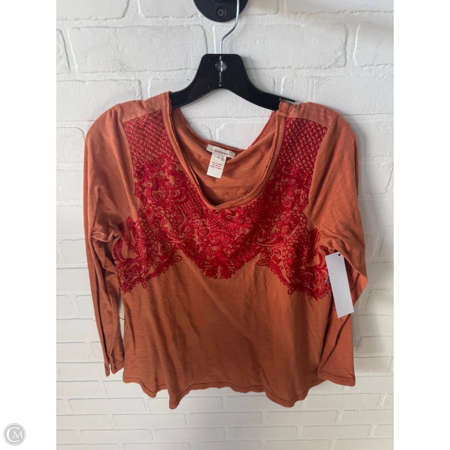 Top Long Sleeve By Sundance In Orange & Red, Size: L