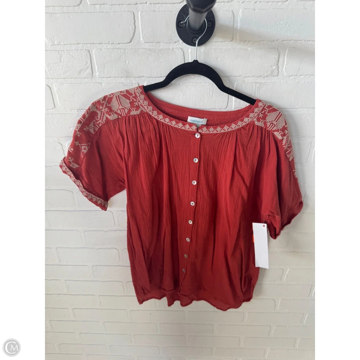 Top Short Sleeve By Sundance In Orange, Size: L