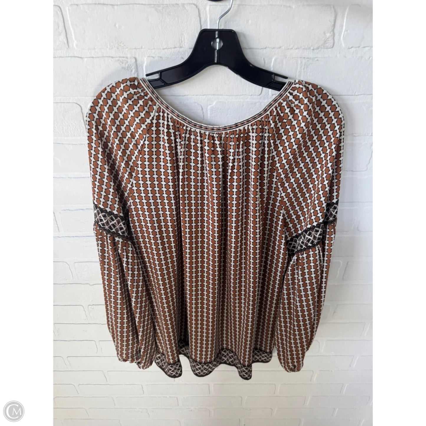 Top Long Sleeve By Max Studio In Black & Brown, Size: M