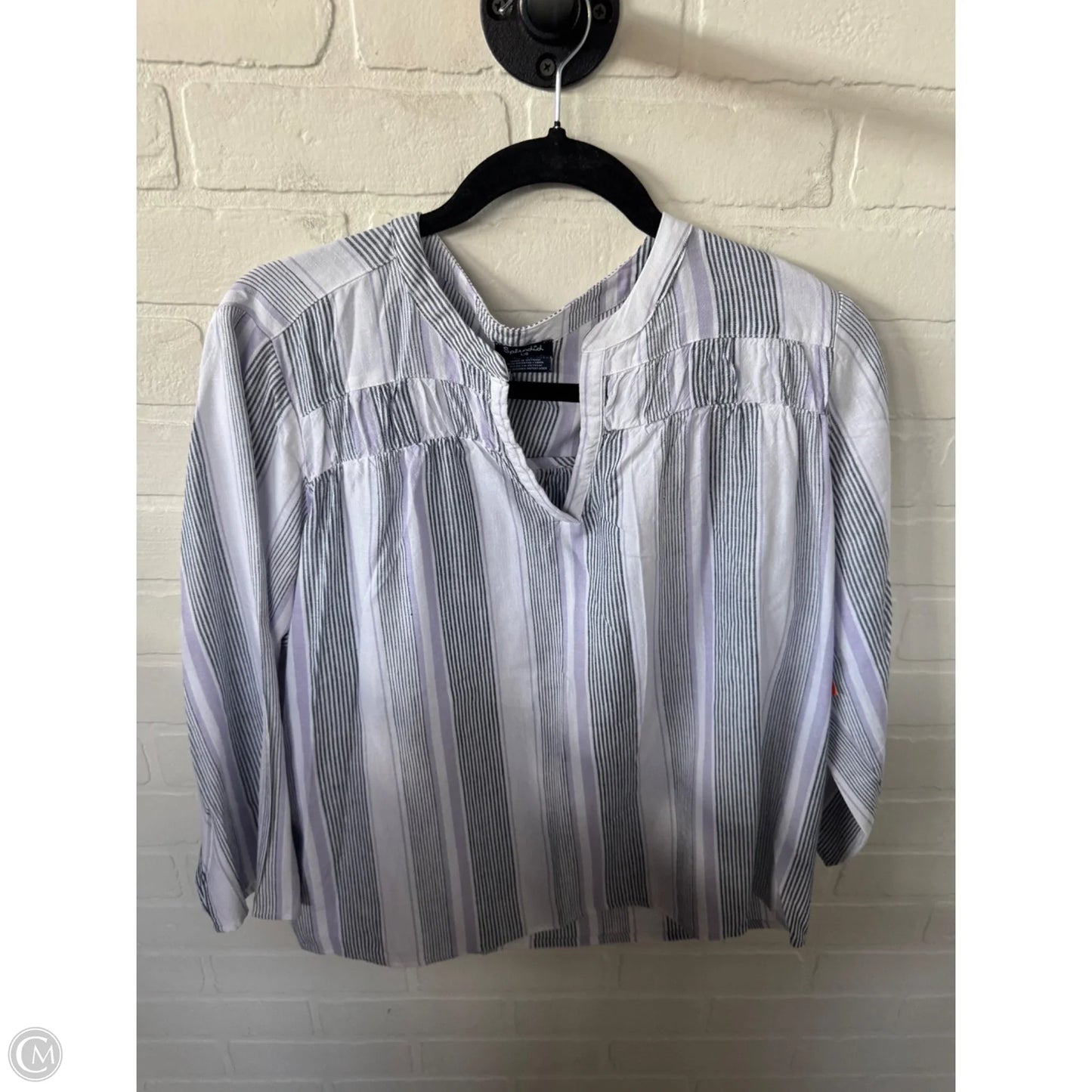 Top Long Sleeve By Splendid In Black & White, Size: L