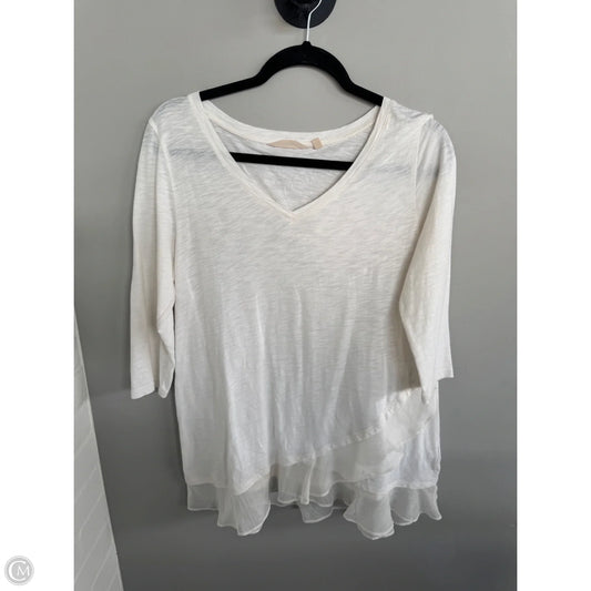 Top 3/4 Sleeve By Soft Surroundings In Cream, Size: S