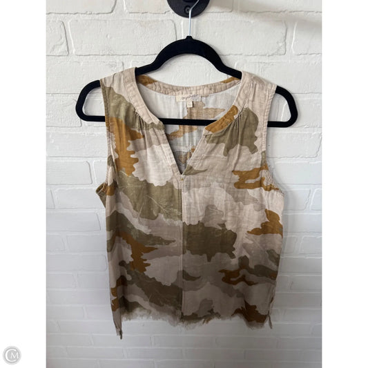 Top Sleeveless By Mystree In Green & Tan, Size: L
