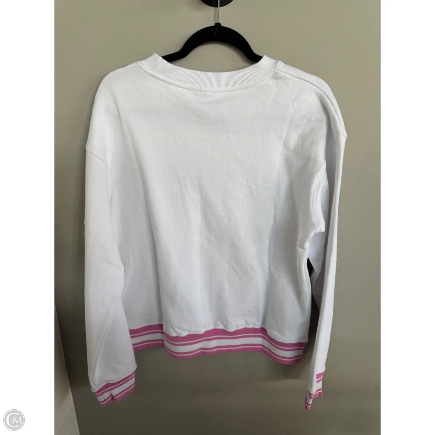 Sweatshirt Crewneck By Mono B In Pink & White, Size: M