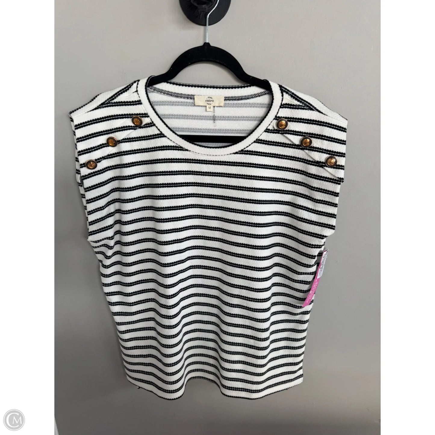 Top Sleeveless By Entro In Black & White, Size: M