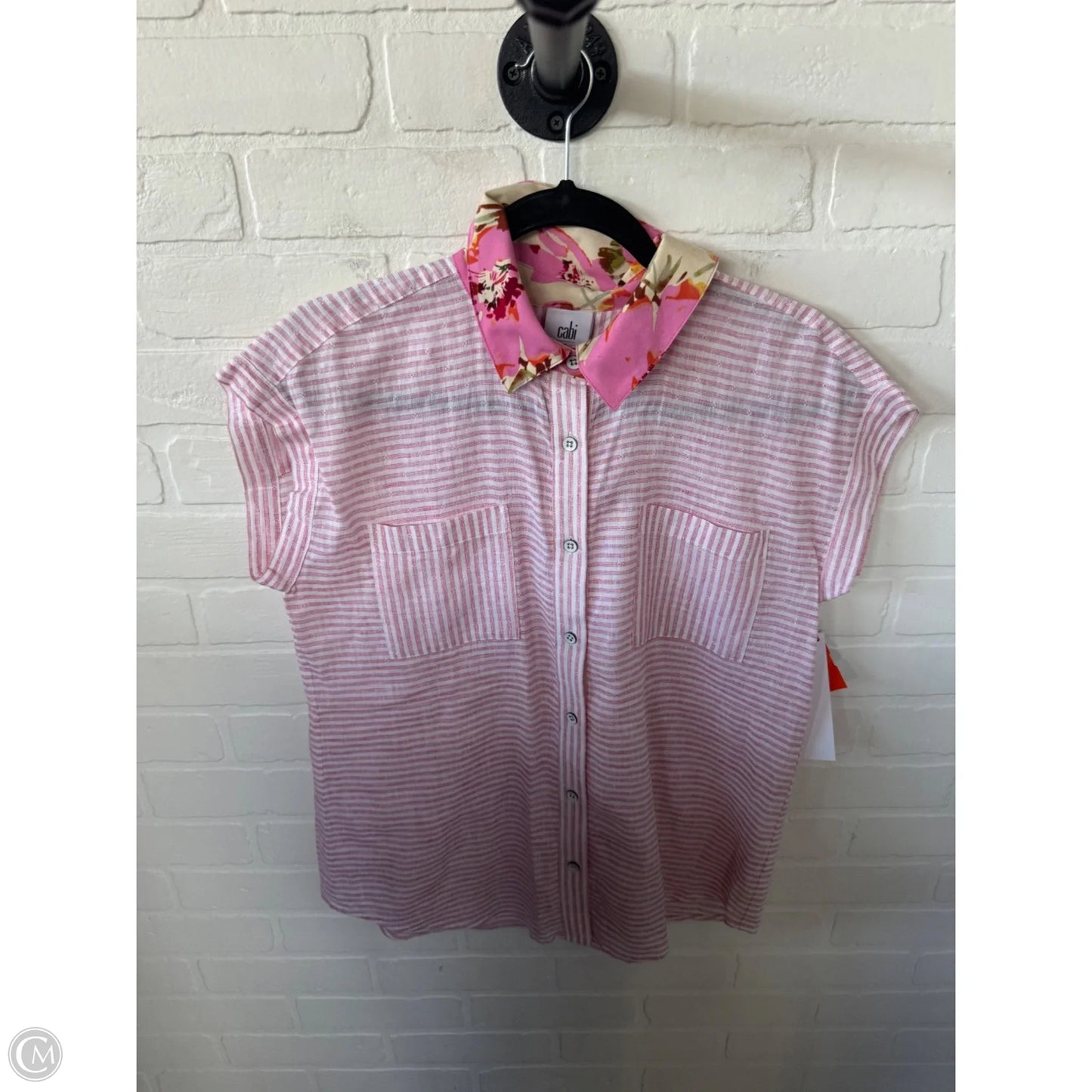 Top Sleeveless By Cabi In Pink & White, Size: S