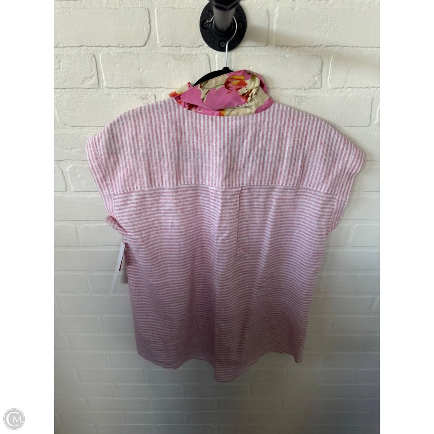 Top Sleeveless By Cabi In Pink & White, Size: S