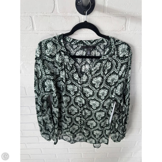 Top Long Sleeve By White House Black Market In Black & Green, Size: M