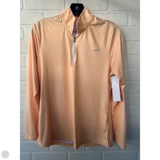 Athletic Top Long Sleeve Collar By Adidas In Orange, Size: M