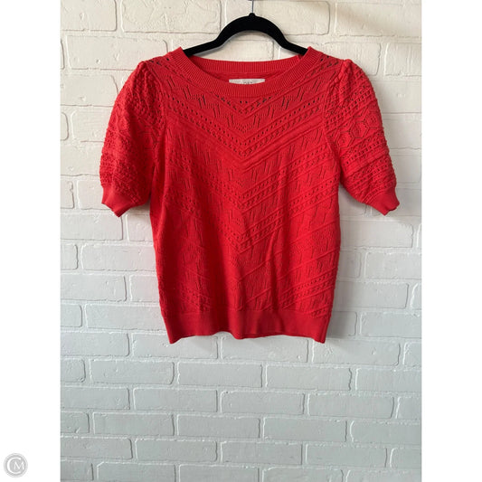 Sweater Short Sleeve By Loft In Orange, Size: S