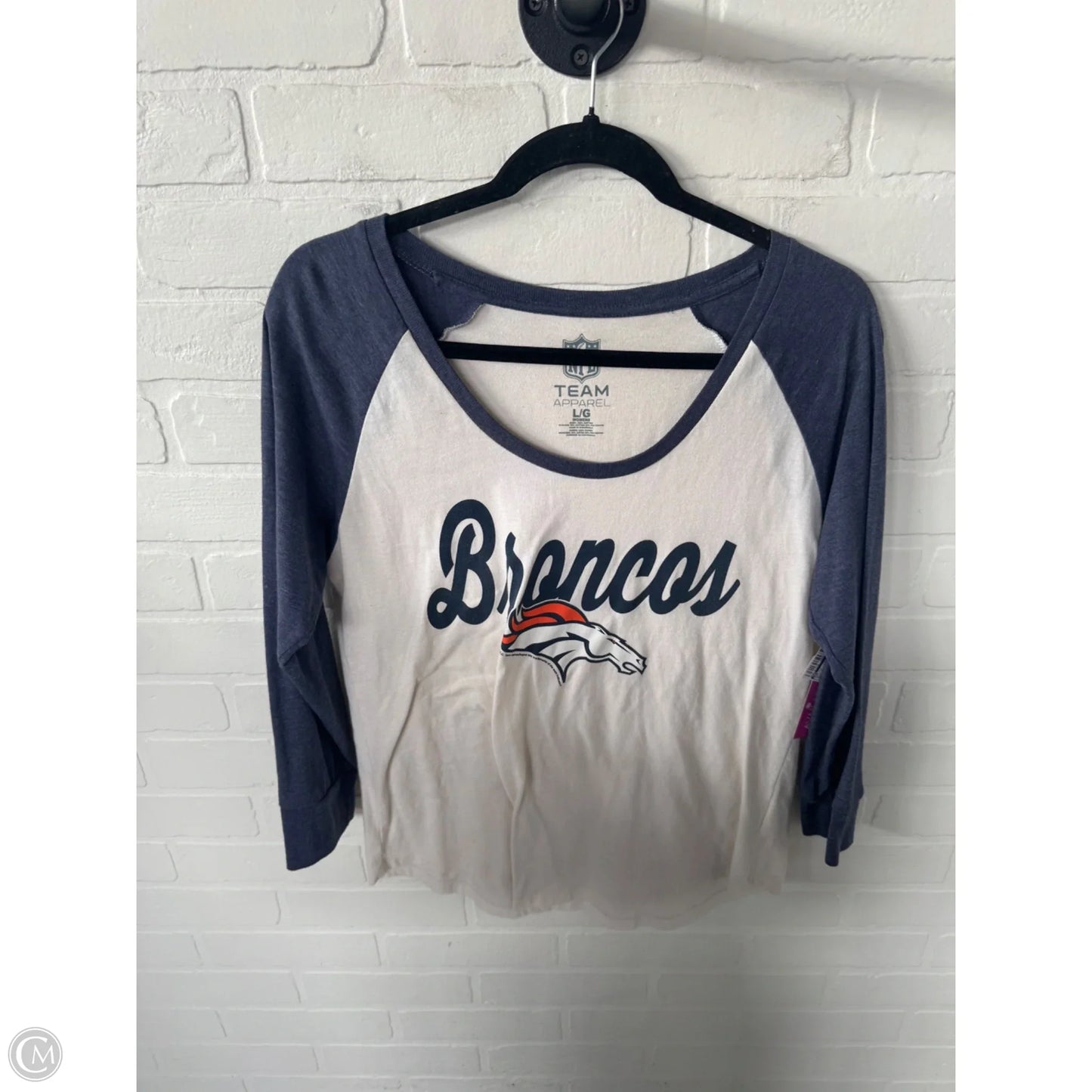 Top Long Sleeve By Nfl In Blue & Cream, Size: L