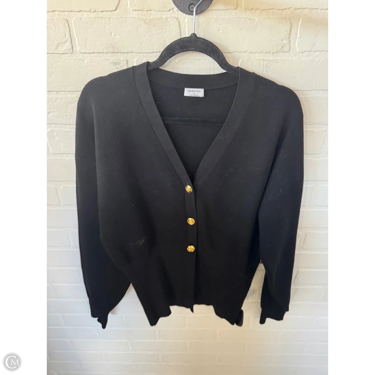 Sweater Cardigan By Babaton In Black & Gold, Size: M