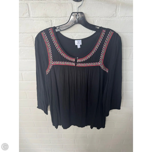 Top 3/4 Sleeve By Dressbarn In Black & Red, Size: L