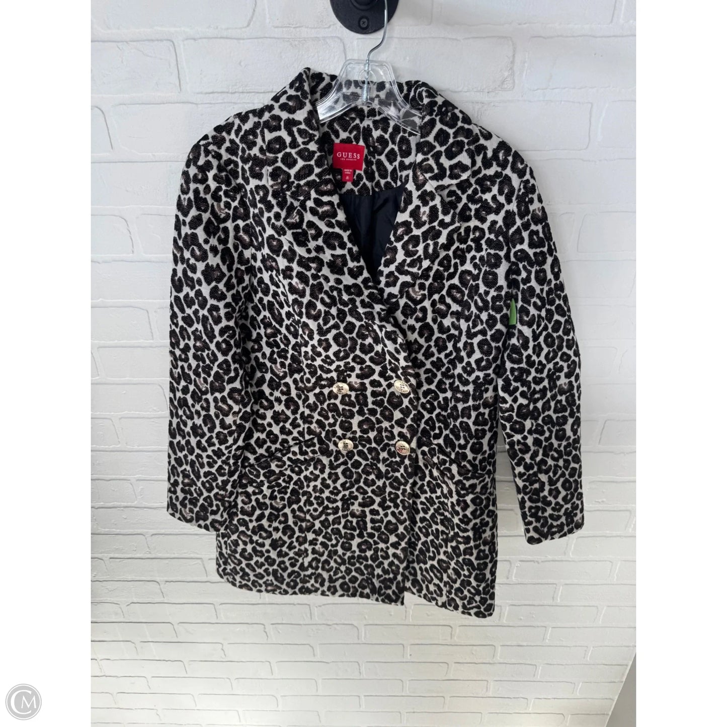 Coat Peacoat By Guess In Black & Cream, Size: M