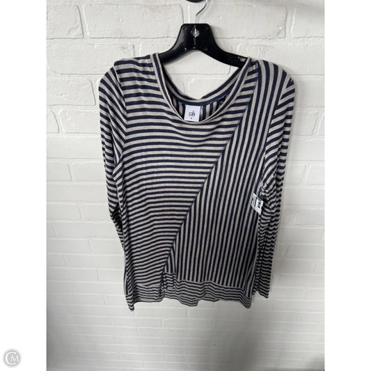 Top Long Sleeve By Cabi In Blue & Cream, Size: M