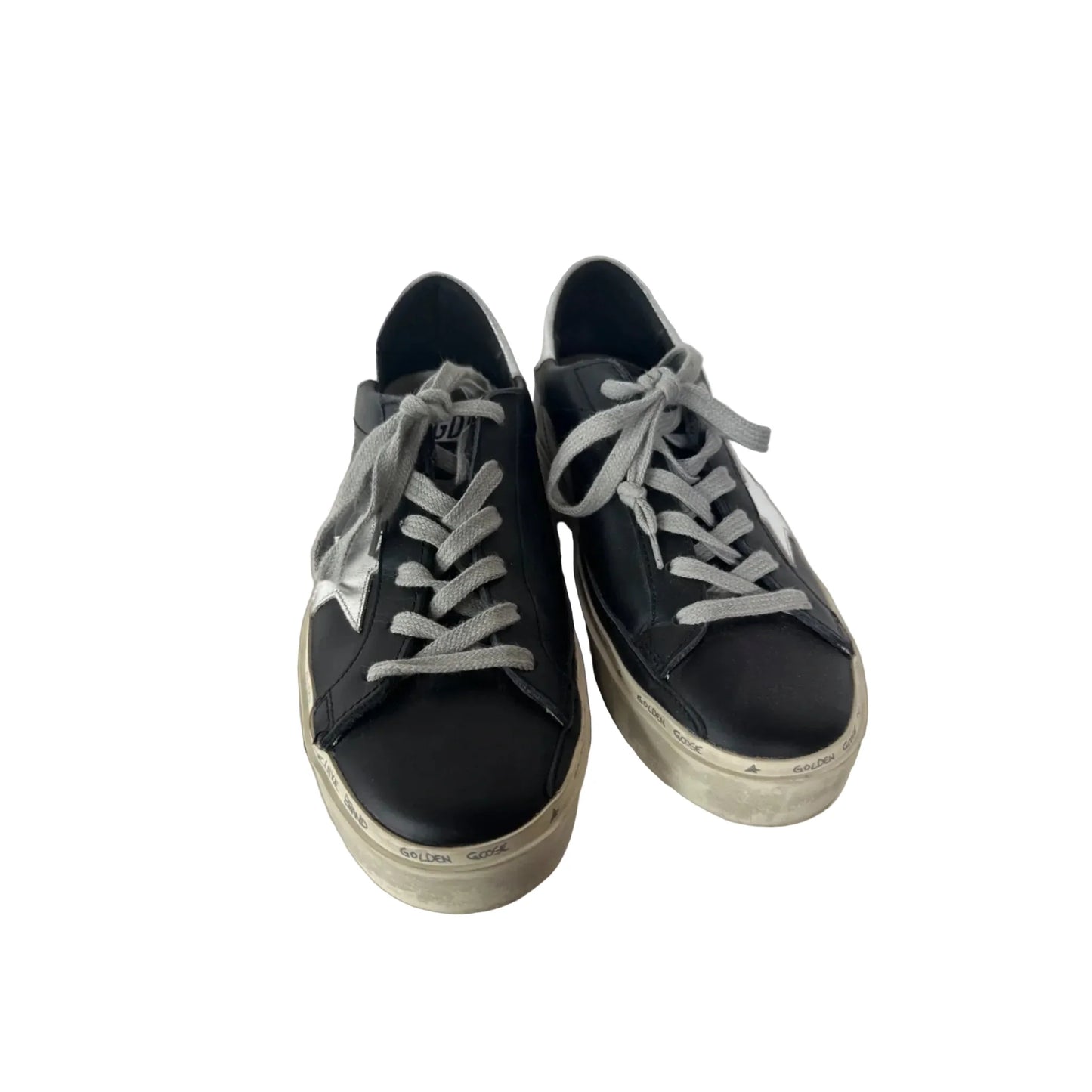 Shoes Luxury Designer By Golden Goose In Black & Silver, Size: 6.5