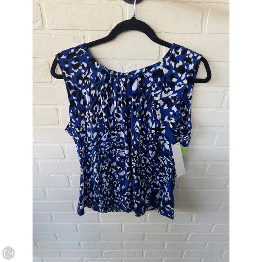 Top Sleeveless By Calvin Klein In Blue & White, Size: L