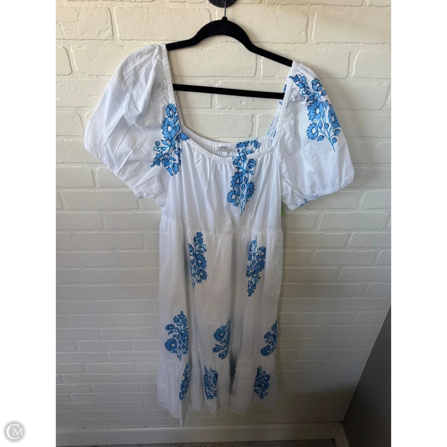Dress Casual Midi By J. Crew In Blue & White, Size: L