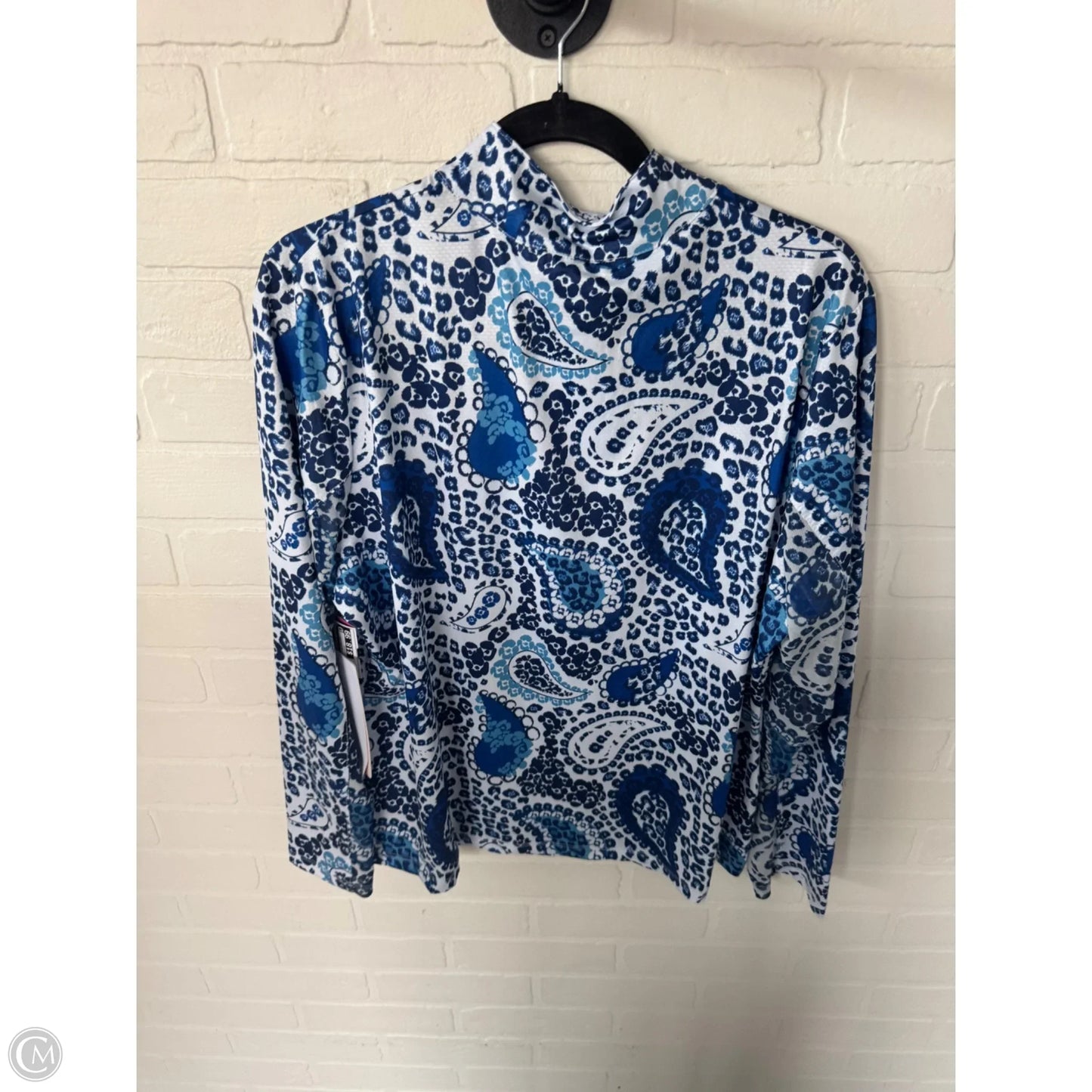 Athletic Top Long Sleeve Collar By Gottex In Blue & White, Size: Xl