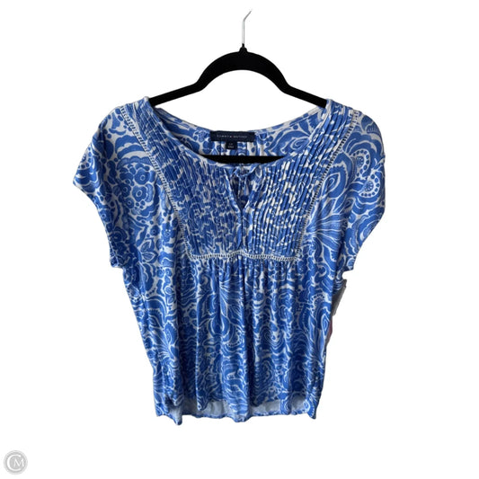 Top Short Sleeve By Tommy Hilfiger In Blue & White, Size: L