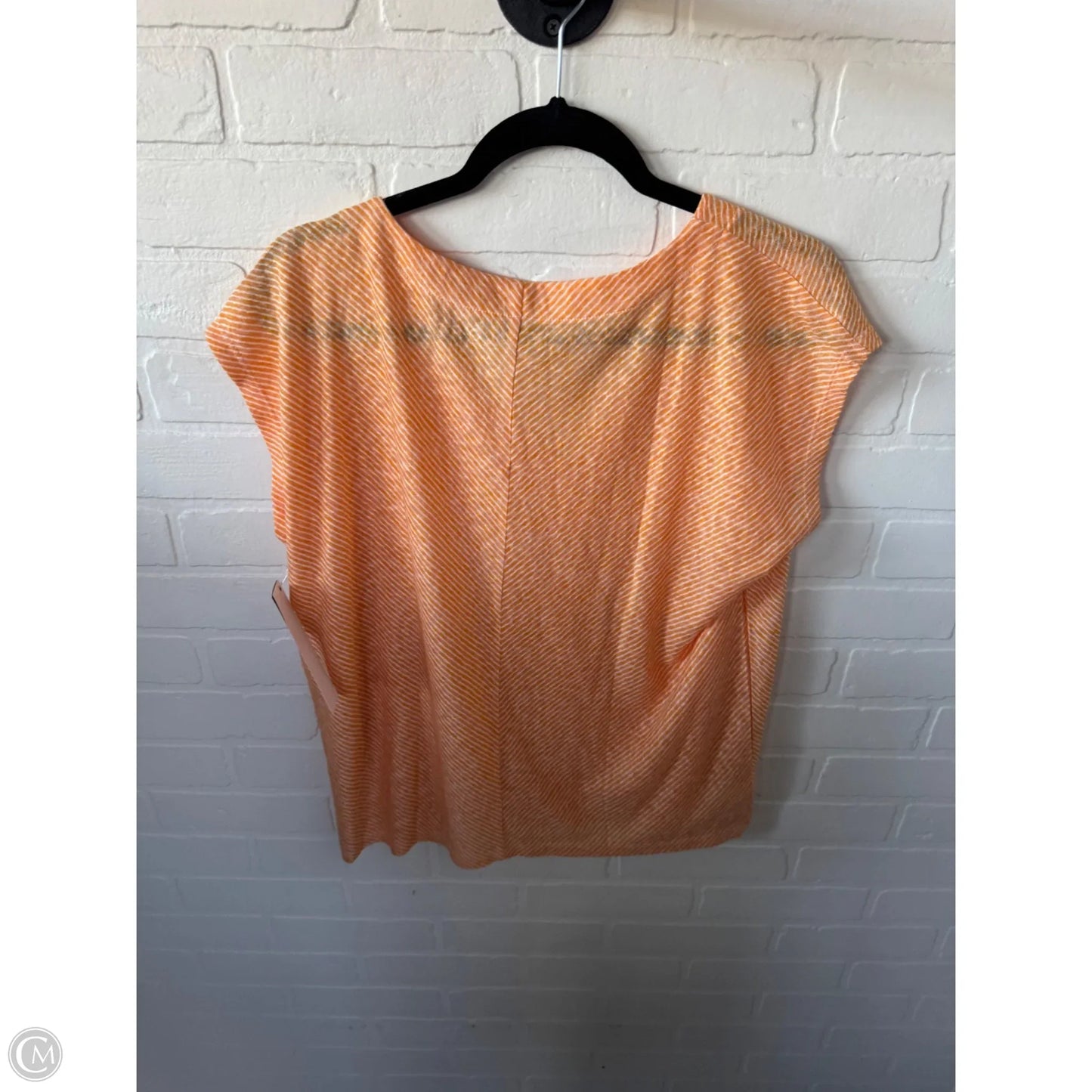 Top Sleeveless By Loft In Orange & White, Size: M