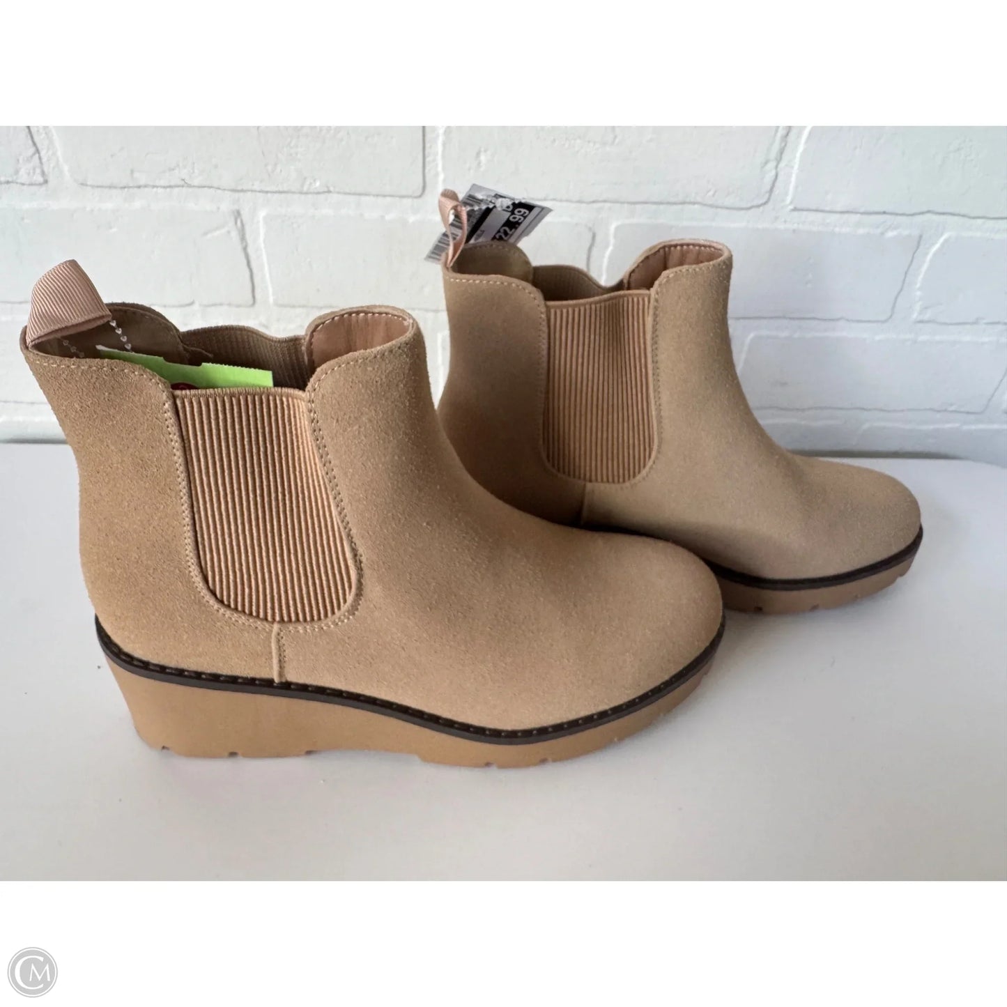 Boots Ankle Heels By Cme In Tan, Size: 8