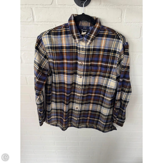 Top Long Sleeve By Madewell In Brown & Cream, Size: Xs