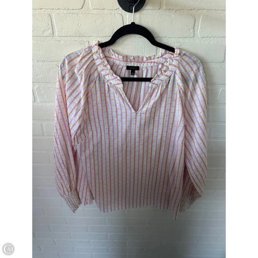 Top Long Sleeve By Talbots In Pink & Yellow, Size: L
