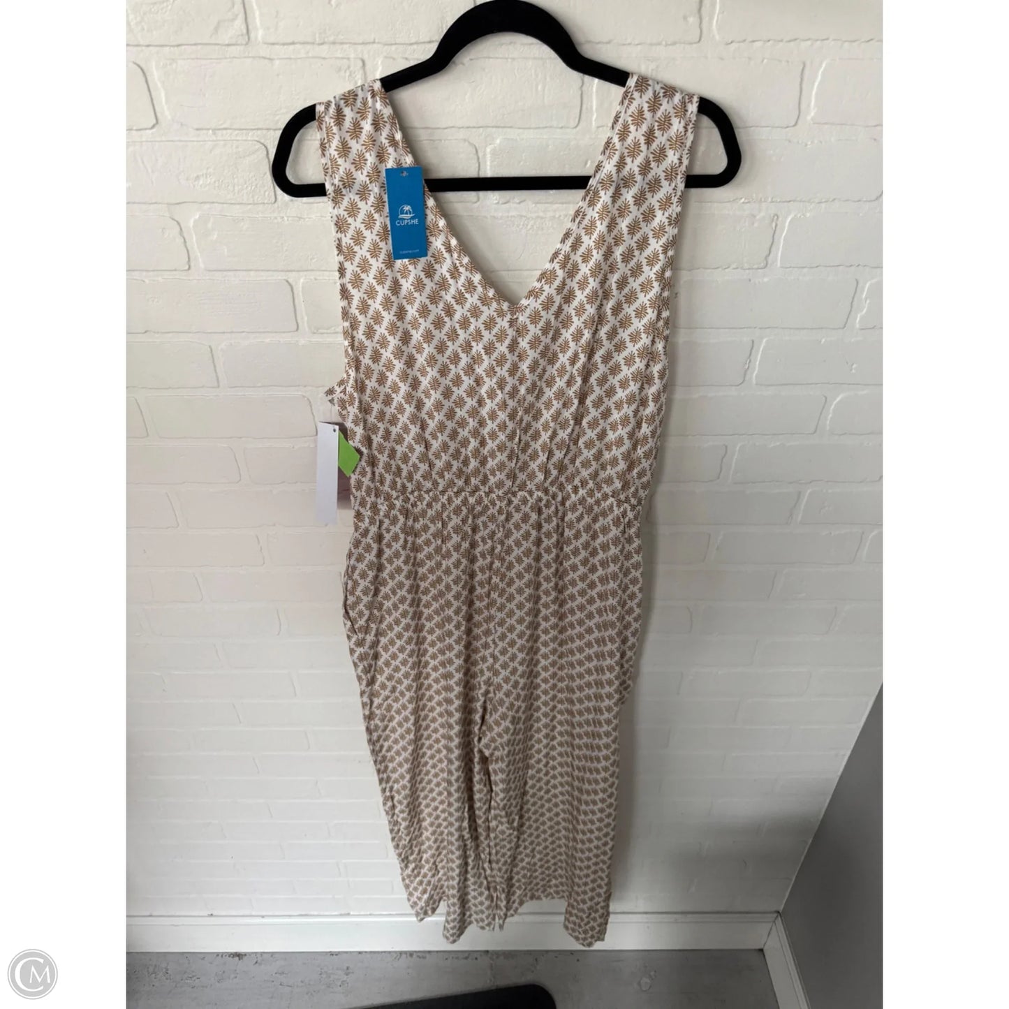 Jumpsuit By Cupshe In Tan & White, Size: Xl