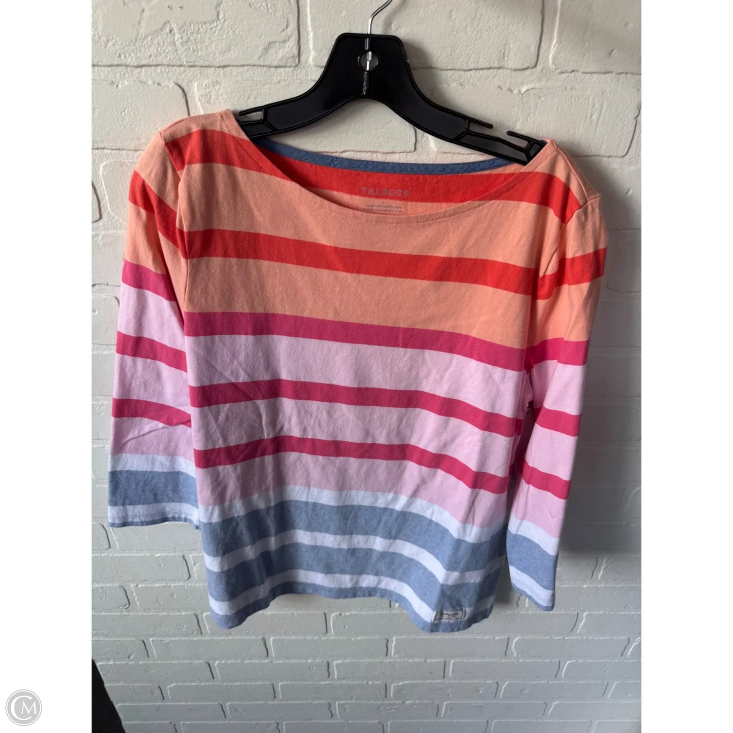 Top 3/4 Sleeve By Talbots In Orange & Pink, Size: L