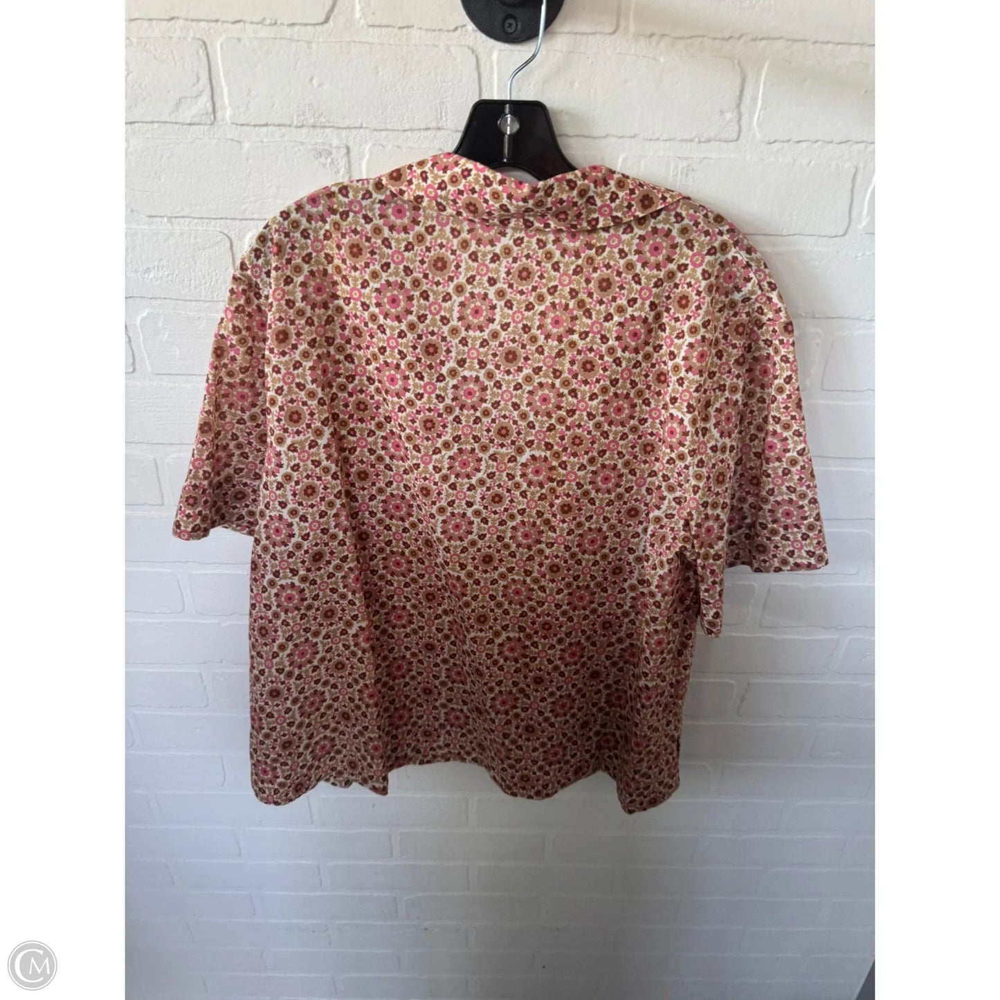 Top Short Sleeve By Banana Republic In Brown & Pink, Size: L