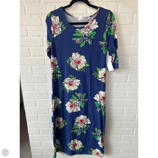 Dress Casual Midi By Cmc In Blue & White, Size: L